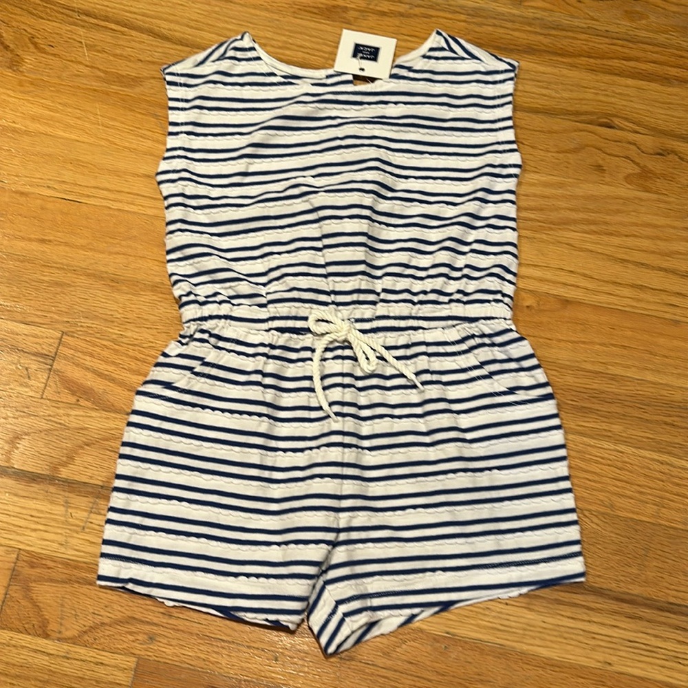 NWT Janie and Jack striped blue & white  romper size 4